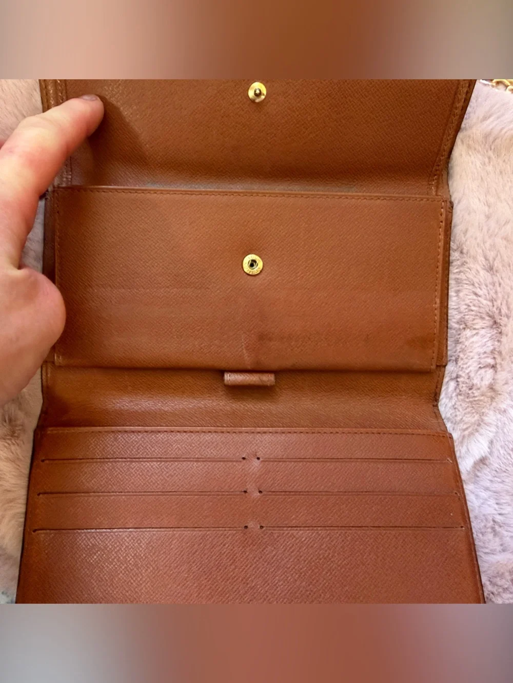 Louis Vuitton Brown Monogram Wallet with Gold Chain